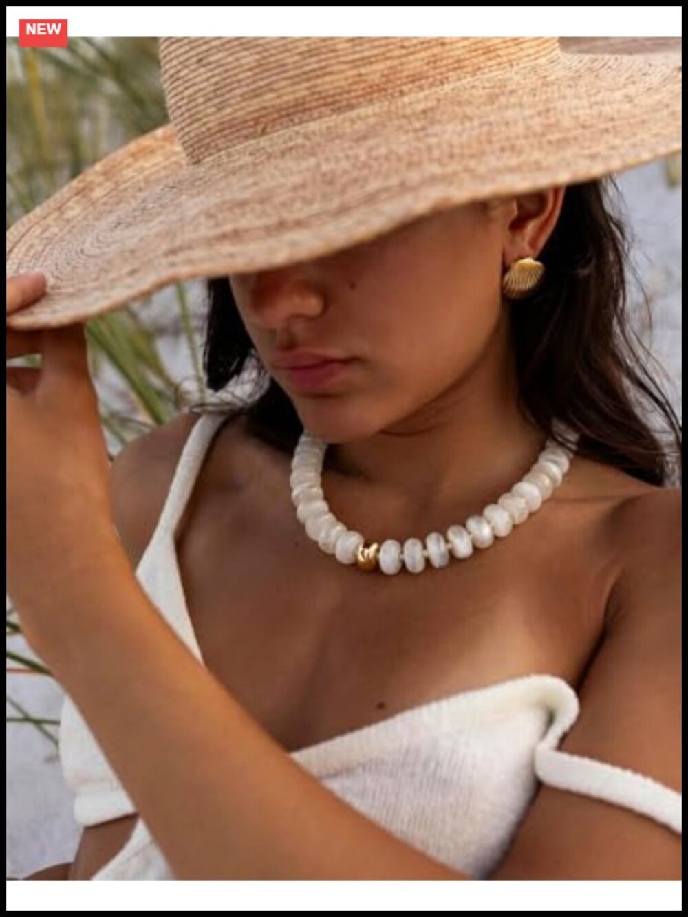 Chunky Beaded Choker Necklace Gold Accent Adjustable Boho Summer Jewelry - Picture 2 of 6